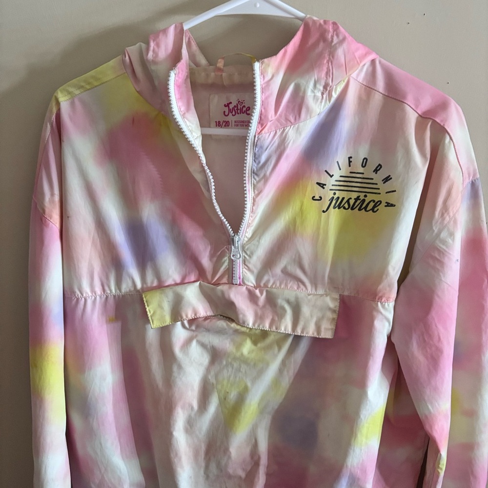Justice Pink and Yellow Tie-Dye Jacket